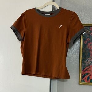 Gym Shark Women's Orange and Gray T-Shirt